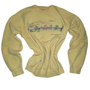 Vintage Retro Oversized Daytona Beach Grandma Pastel Yellow Crewneck Sweater